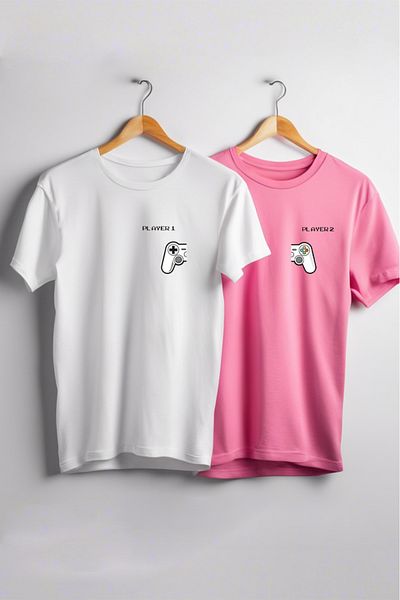 Vordevia Gamer Valentine Gamer με στάμπα Oversize Λευκό και Ροζ Lover Συνδυασμός