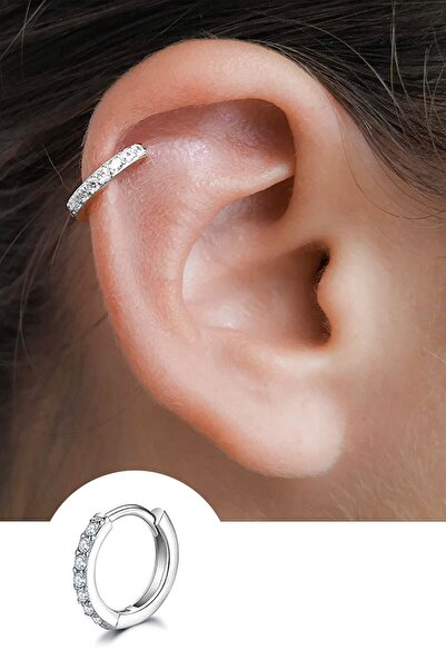Salyangoz Company Cerrahi Çelik Gümüş Renk 8 Mm Halka Taşlı Kıkırdak,helix Piercing 8kıgum