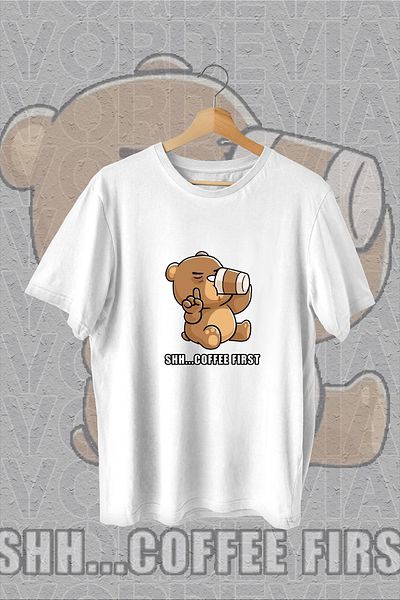 Vordevia Tricou alb oversize cu scris Coffee First