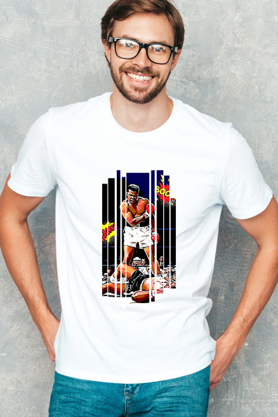 AEMİ Tricou supradimensionat cu imprimeu tip boxer cu lut Muhammad Ali