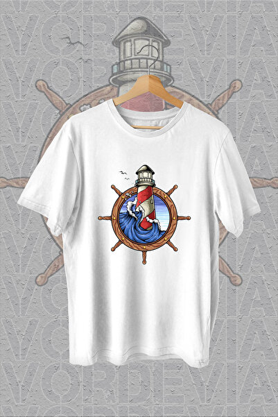 Vordevia Morski reflektor Štampano Beli Oversize kroj T-shirt