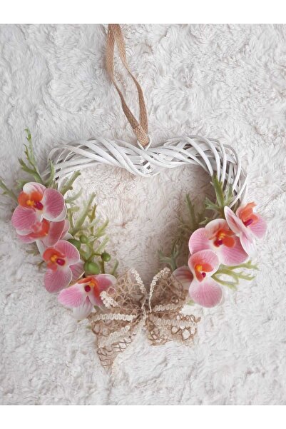 Lotus Hediye Kalp Kasnaklı Orkideli Kapı Süsü