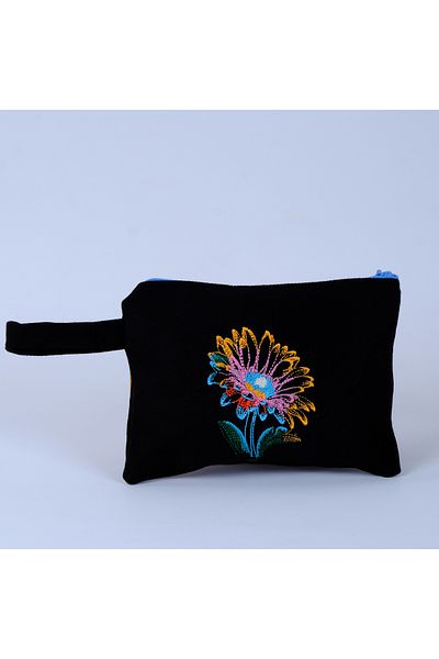 Wings Of Simurg Lotus flower embroidery embroidered hand wallet / bag organizer