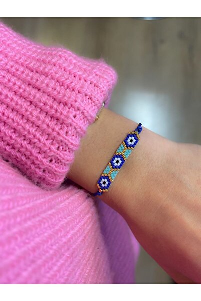 Afrika Butik 3 Nazarlı Mavi Miyuki Bileklik