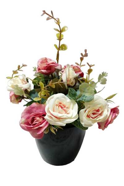 Cennet Home Yabangülü aranjman siyah parlak yakut saksıda doğal dokulu pastel...