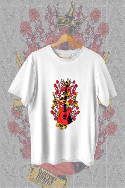 Vordevia Tricou supradimensionat alb cu imprimeu Guns And Roses