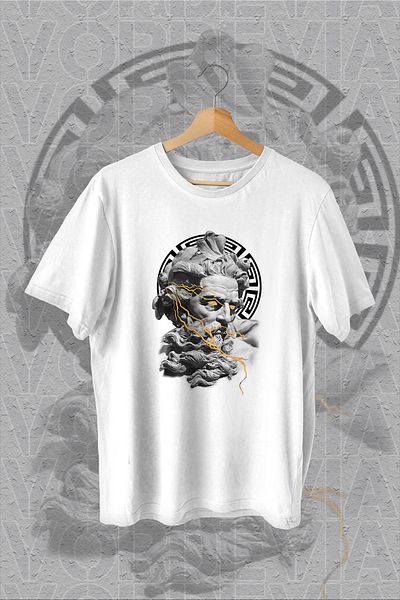 Vordevia Tricou supradimensionat alb cu imprimeu cu sculptură artistică