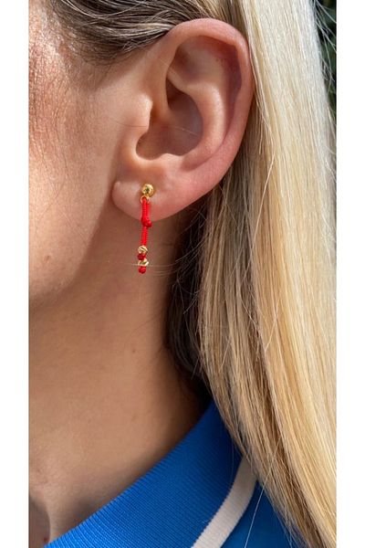 elamindunyasi Dorica Beaded Red Rope Lucky Earrings