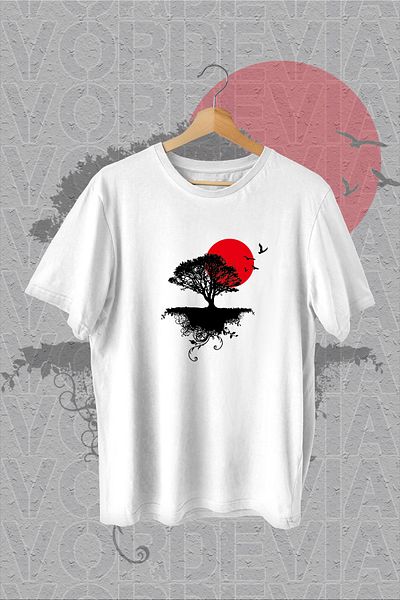 Vordevia Tricou oversize alb cu imprimeu arbore