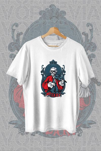 Vordevia Tricou supradimensionat alb cu imprimeu Mozart