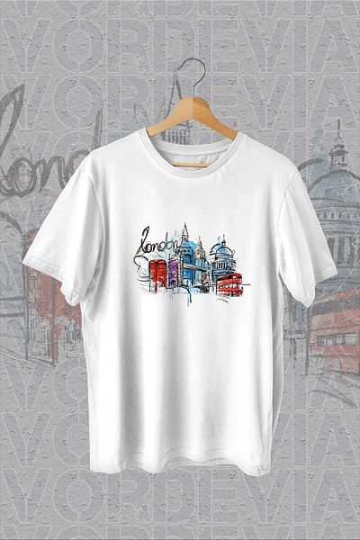 Vordevia Tricou oversize alb cu imprimeu London