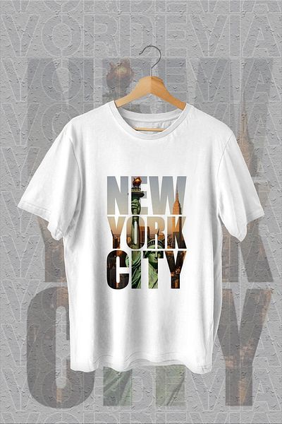Vordevia Tricou supradimensionat alb cu imprimeu New York City