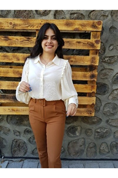 FERGAN طقم بنطلون قميص إكرو نسائي