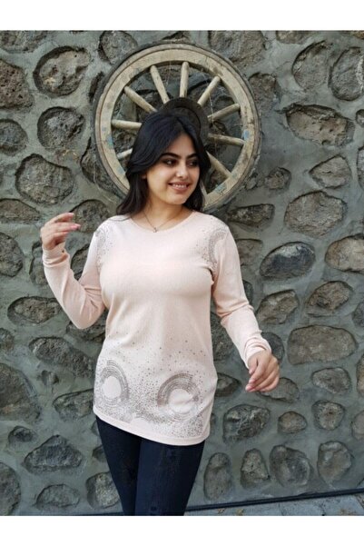 FERGAN Women's Pink Stone Knitwear Sweater