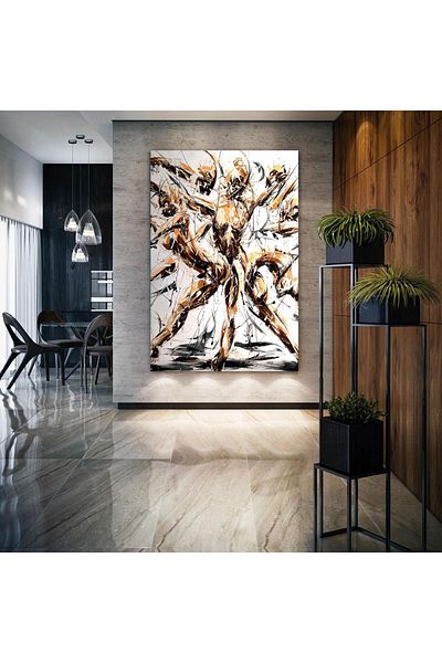 SML TABLO Dancing Nude Woman Artă Abstractă Decor Abstract Pictură Verticală pe Pânză