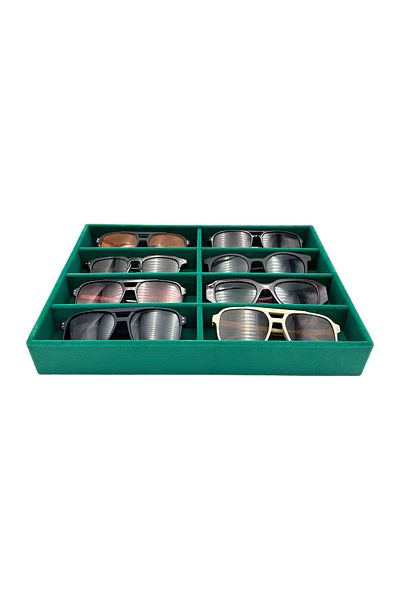 sezginkutuveaksesuar Glasses Organizer 8-Piece Painting Suede Green