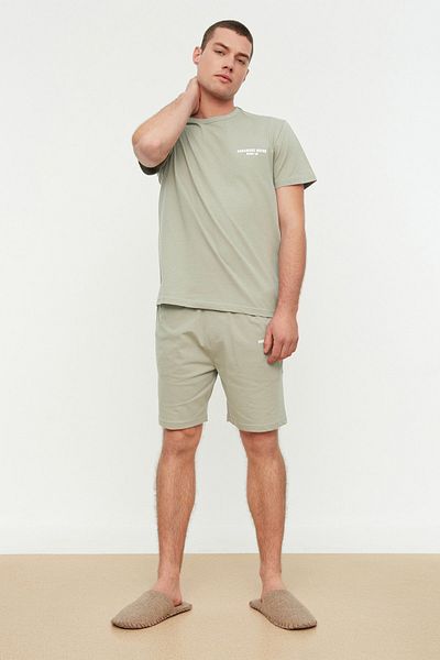 Trendyol Collection Σετ πιτζάμες με στάμπα με κανονική εφαρμογή Mint TMNSS22PT0060