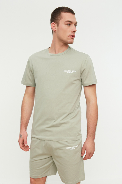 Trendyol Collection Mint Regular Fit Printed Shorts Pajamas Set TMNSS22PT0060