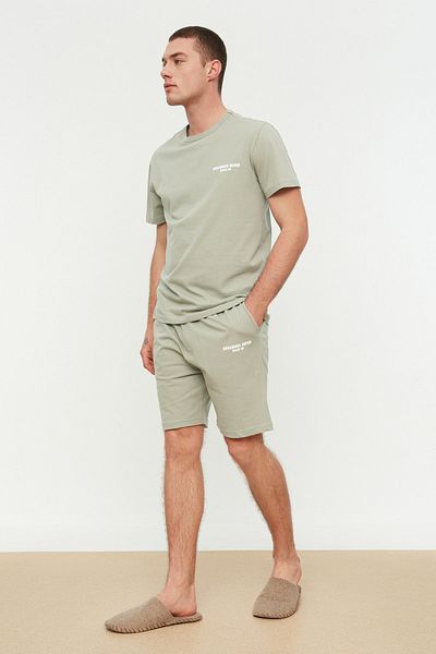 Trendyol Collection Σετ πιτζάμες με στάμπα με κανονική εφαρμογή Mint TMNSS22PT0060