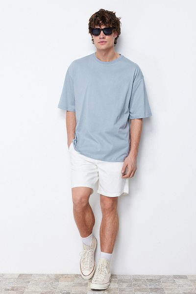 Trendyol Collection Tricou din bumbac cu tăietură largă cu imprimeu floral gri - TMNSS21TS1223