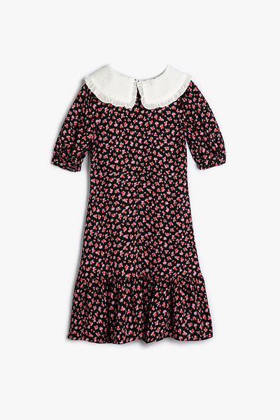 Koton Schwarzes gemustertes Mädchenkleid