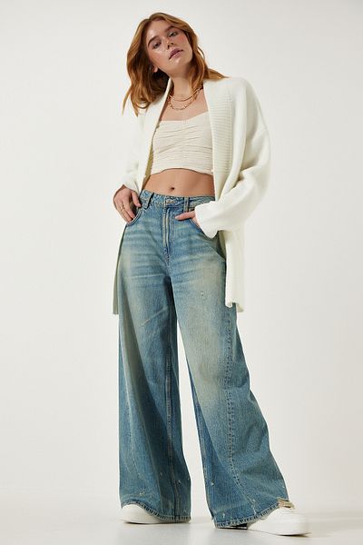 Happiness İstanbul Dicker strukturierter Strickcardigan mit Bone Pocket für Damen PF00063