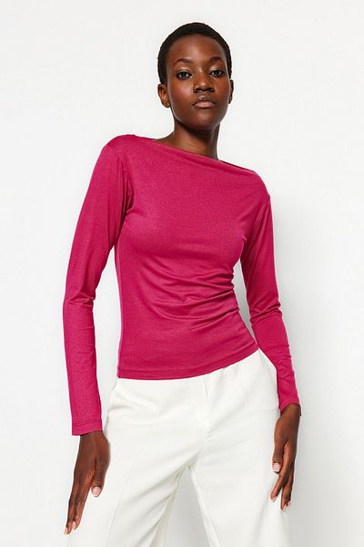 Trendyol Collection Bluză tricotată elastică din viscoză, cu mâneci lungi și cu mâneci lungi, TWOAW21BZ0106