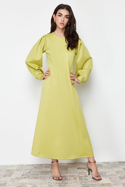 Trendyol Modest Olejově zelená potápěčská látka - A-line potápěčské šaty TCTSS24EB00110