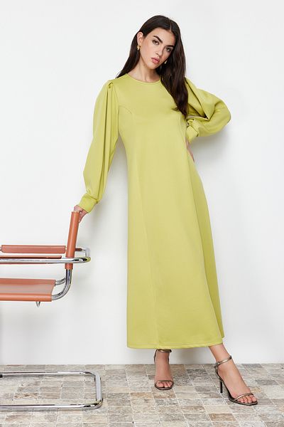 Trendyol Modest Olejově zelená potápěčská látka - A-line potápěčské šaty TCTSS24EB00110