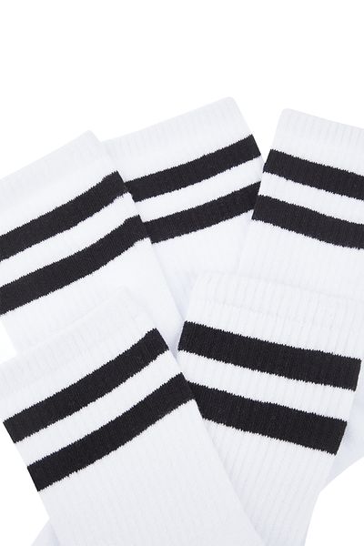 Trendyol Collection Weiße Baumwollsocken mit Streifen – College, Tennis, mittlere Größe TMNSS24CO00017, 5er-Pack