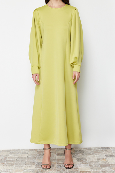 Trendyol Modest Olejově zelená potápěčská látka - A-line potápěčské šaty TCTSS24EB00110