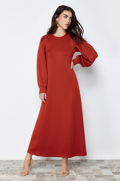 Trendyol Modest Φόρεμα καταδύσεων σε γραμμή Α σε χρώμα τούβλο - TCTSS24EB00110