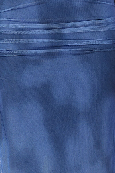 Trendyol Collection Pružná pletená sukně indigová maxi tyl TWOSS24ET00023