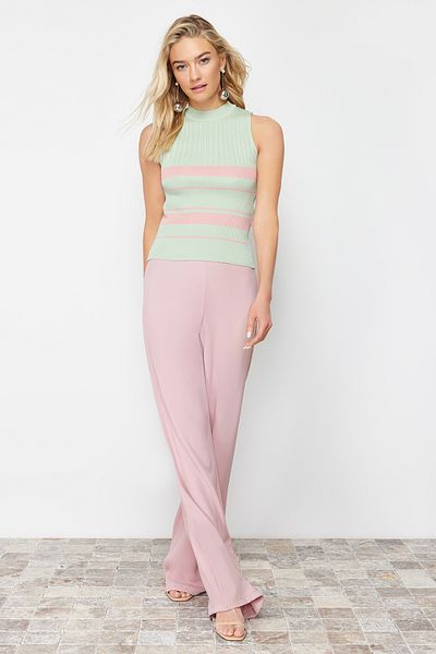 Trendyol Collection Mint Crew Neck Úplet Pletené zboží Tenká halenka Twoss21Bz0370