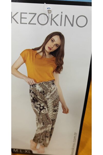 KEZOKİNO VİSKON DÖKÜMLÜ ETNİK DESENLİ BOL PAÇA PİJAMA TAKIMI 1. KALİTE