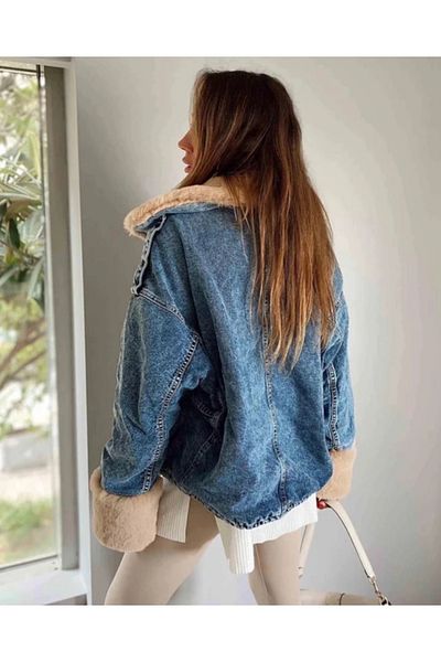 dshee woman Palton de blană din denim