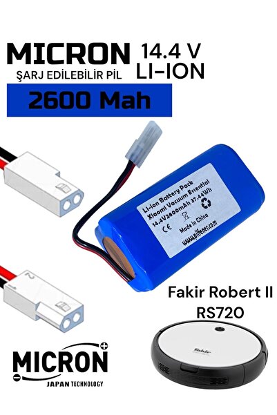 Micron Robert RS 720 2600mAh 14.4V Uyumlu Robot Süpürge Pili Lityum İyon Batarya