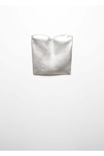 MANGO Woman Μεταλλική μπλούζα με γιακά καρδιά