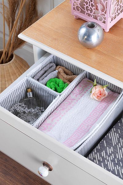 Znp Home 3 Διαμερίσματα 4 Τεμάχια Συρτάρι Organizer| Διοργανωτής Λευκό/Γκρι