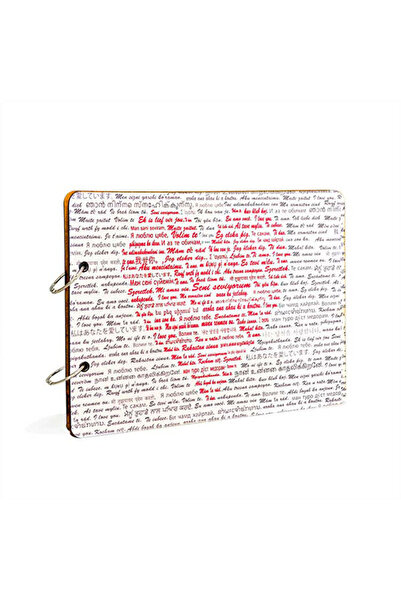 Mayalımeri ألبوم صور خشبي بطابع "أحبك" بـ 100 لغة