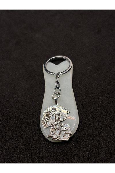 Es Silver Motorcycle Keychain Rossi 46 Silver