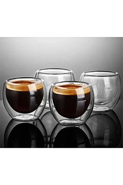 Genel Markalar Çift Cidarlı Şeffaf Espresso Cam Bardağı 250ml / 2 Adet enf-593
