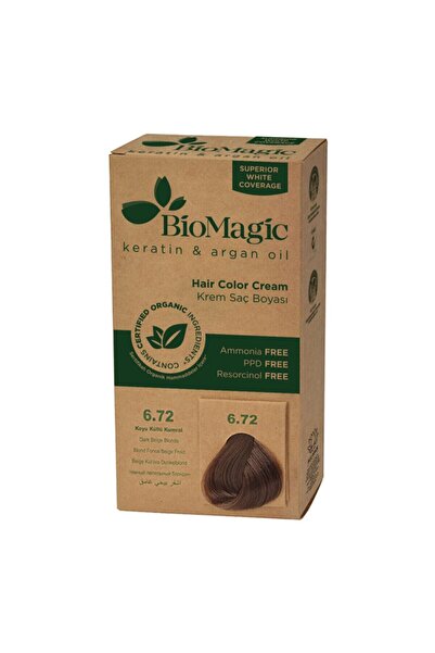 BIOMAGIC 6.72 Koyu Küllü Kumral Keratin Ve Argan Yağlı Saç Boyası,,ORGANİKBOYA24019