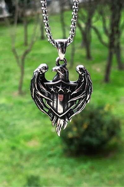 Viking Gothic Skull & Dragon & Pentagram Anti-Tarnish & Stainless Vintage 316L Steel Necklace