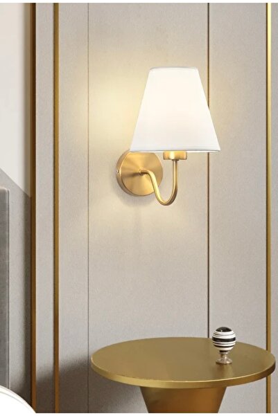Buiva Modern Aplik Beyaz Abajur Gold Gövde Elektrik İle Çalışır