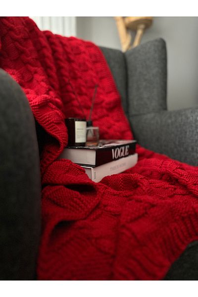 Sheilar Hair Braided Checkered Knitwear TV Blanket Sofa Shawl