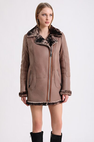 Leather Club Kadın Bej Kaban