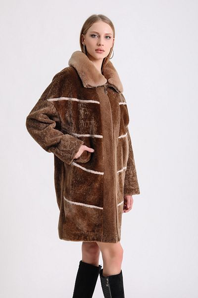Leather Club Astragan Fur Coat with Camel Rex Accessories