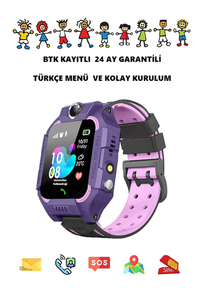 Baderis Çocuk Akıllı Saat BTK Kayıtlı 2 Yıl Garantili Ortam Dinleme Takip Öze...