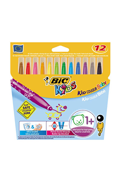 Bic بيك كيدز كولور بيبي قلم فلوماستر قابل للغسل 12 لون (902080)